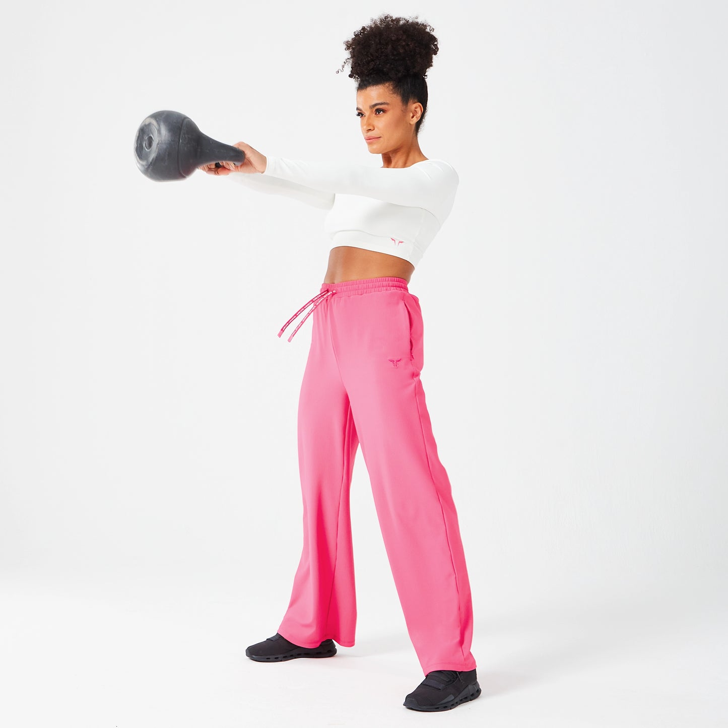 Rib Wide Leg Pants - Hot Pink