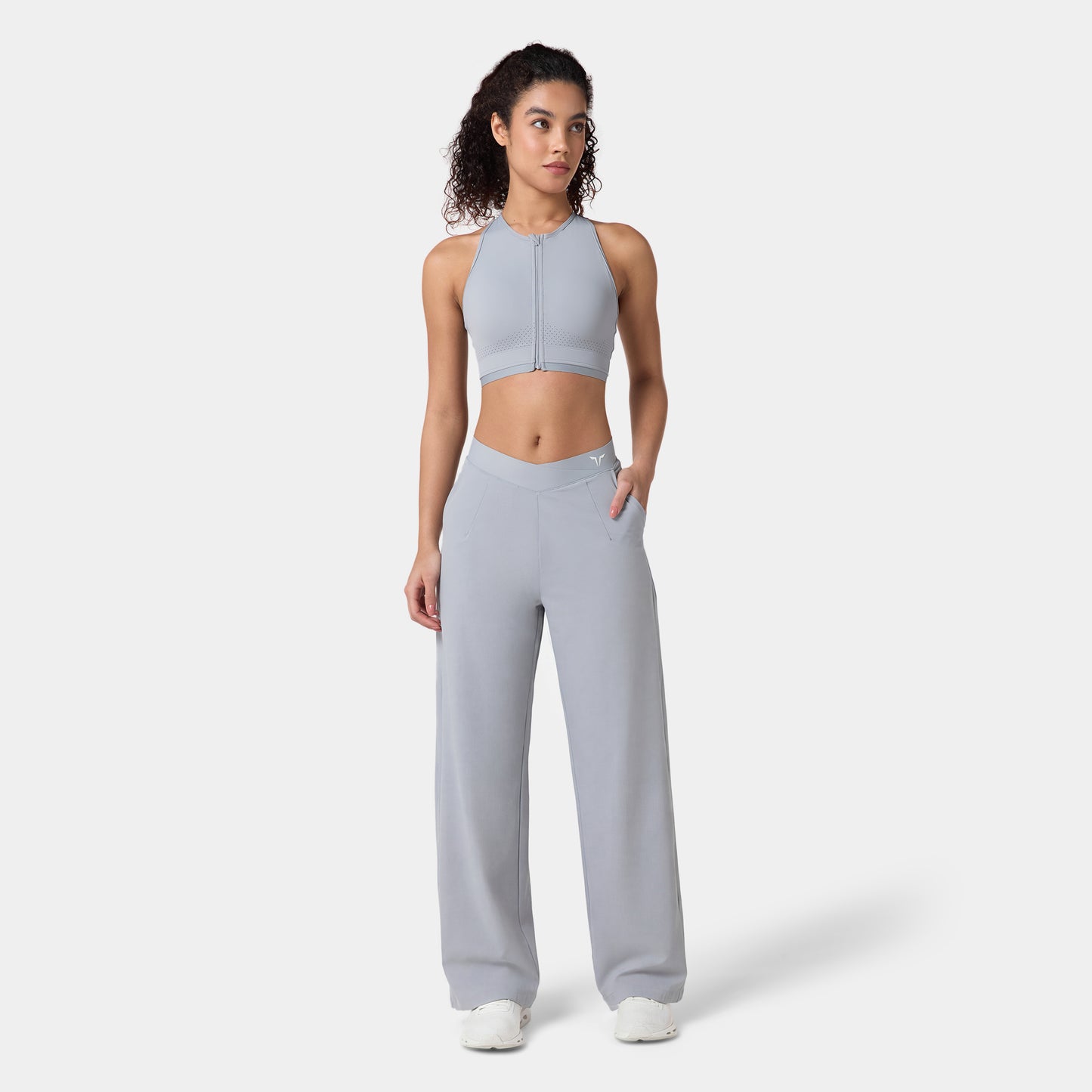 Wrap Waist Wide Leg Pants - Sleet