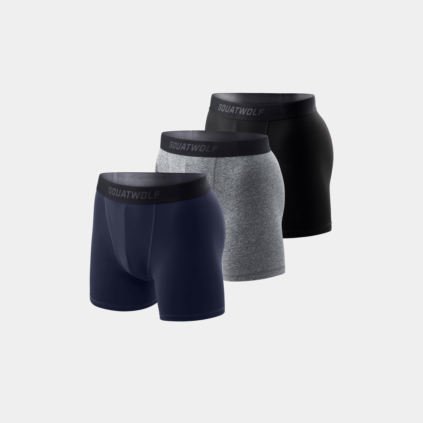 5" Performance Boxer Trunks 3 Pack - Navy, Light Grey Marl & Black