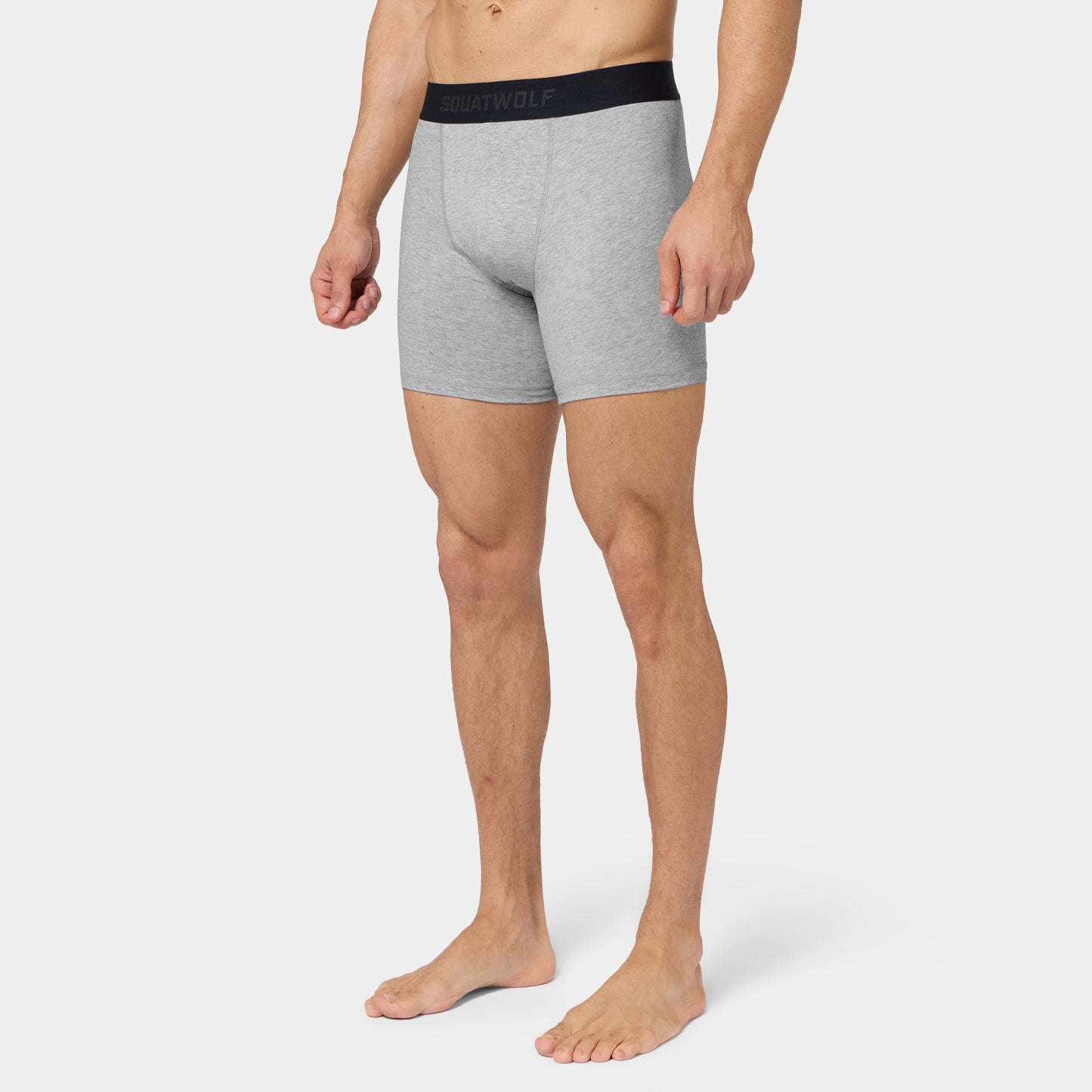 5" Cotton Boxer Trunks 3 Pack - Pearl White, Light Grey Marl & Black