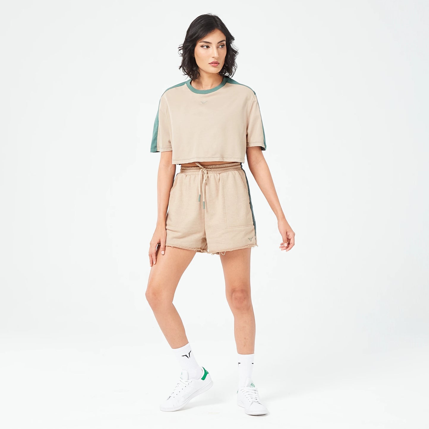 Retrograde Crop T-shirt - Cobblestone Marl & Dark Forest Marl