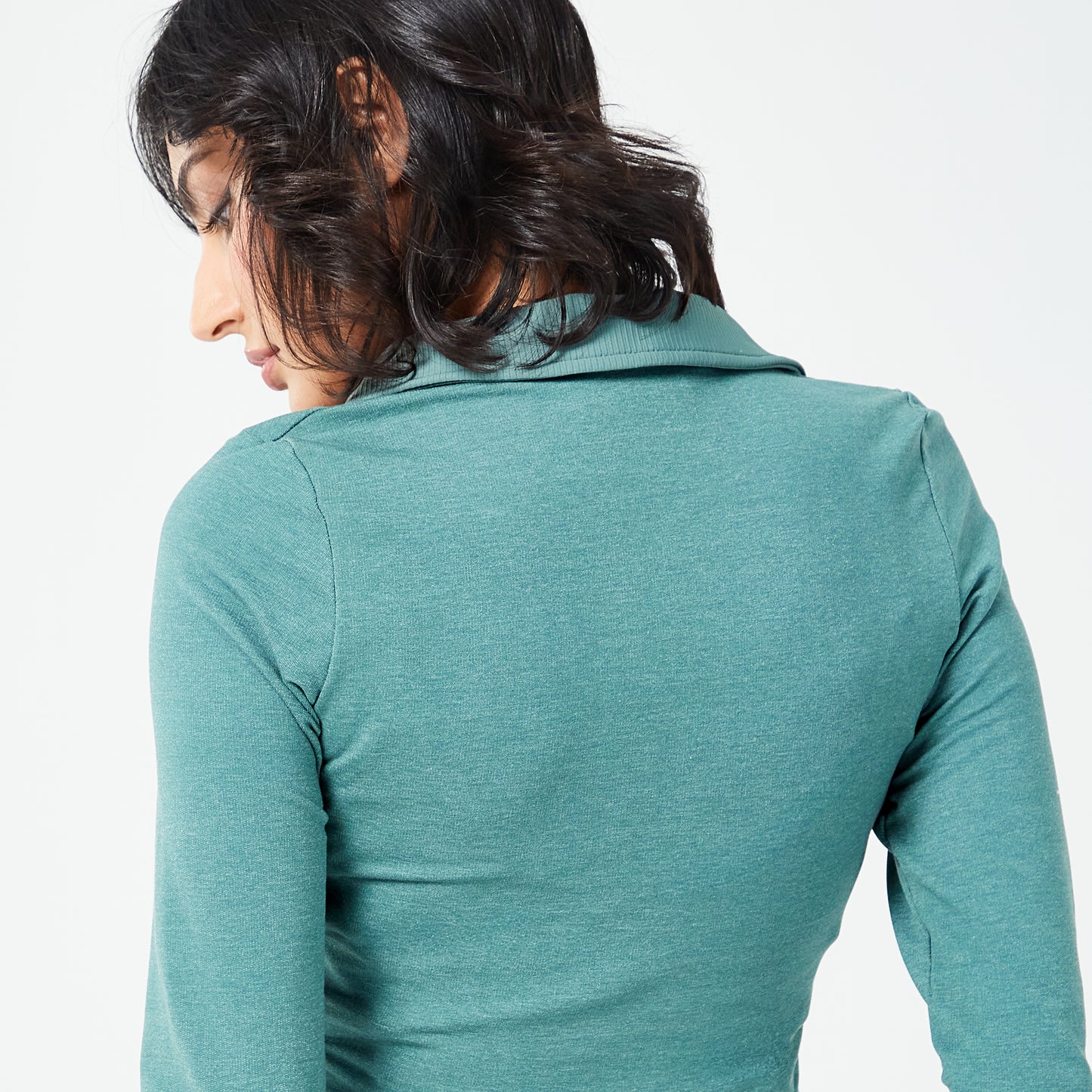 Retrograde Notched Crop Top - Dark Forest Marl