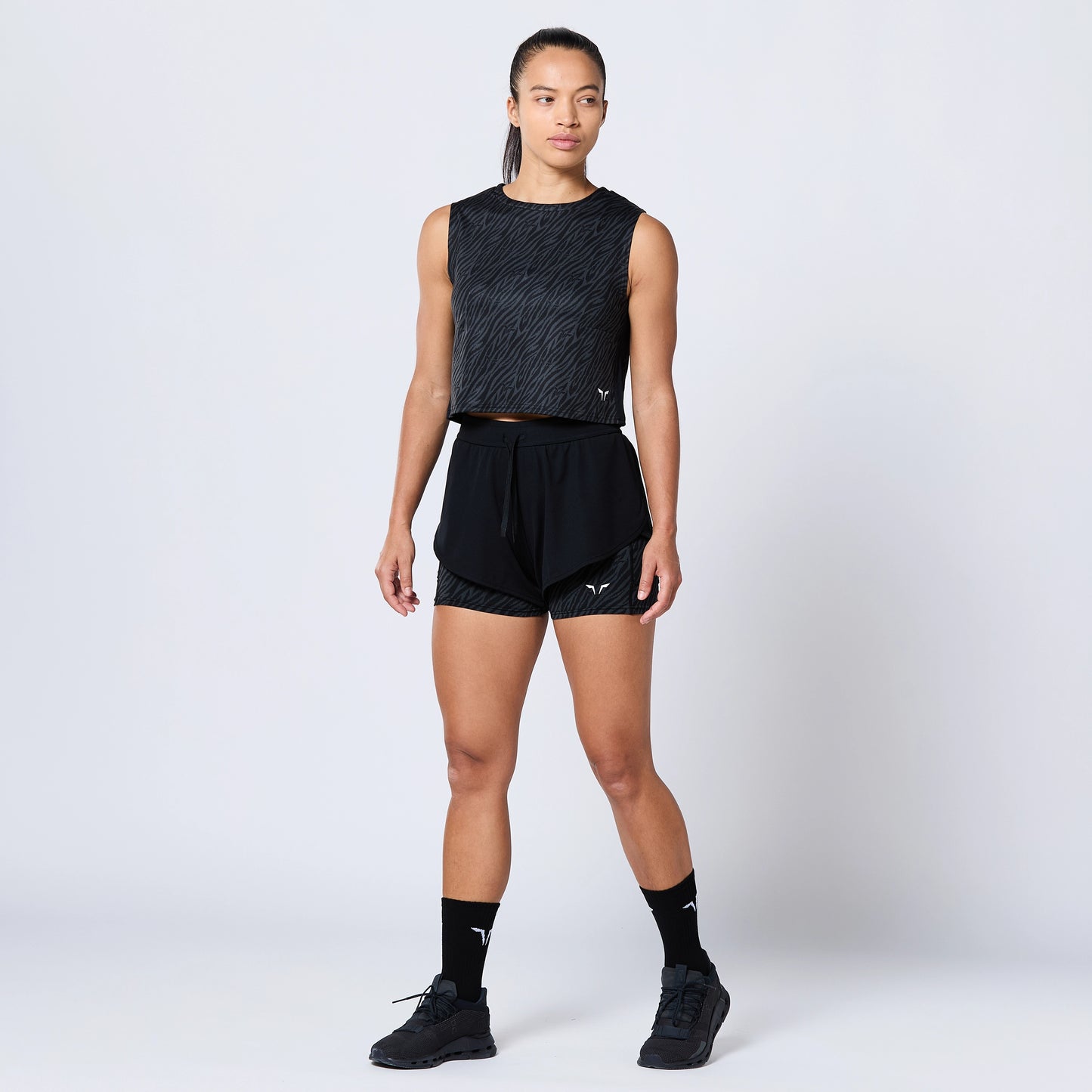 Core Wild Print Crop Tank - Black Print