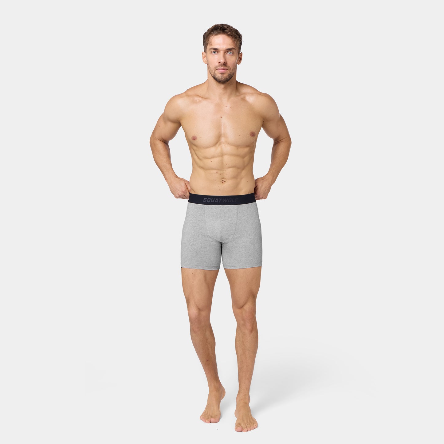 5" Cotton Boxer Trunks 3 Pack - Pearl White, Light Grey Marl & Black