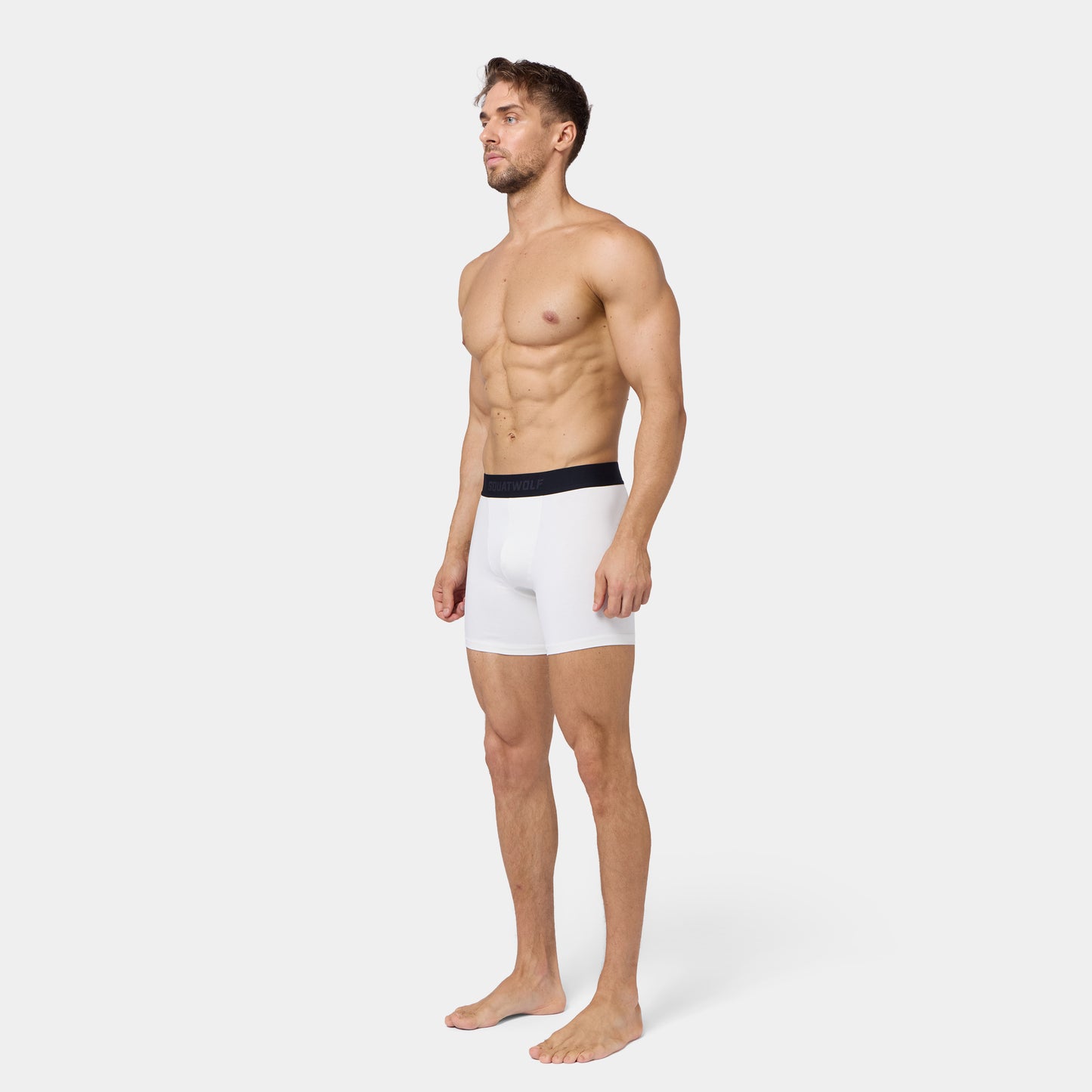 5" Cotton Boxer Trunks 3 Pack - Pearl White, Light Grey Marl & Black