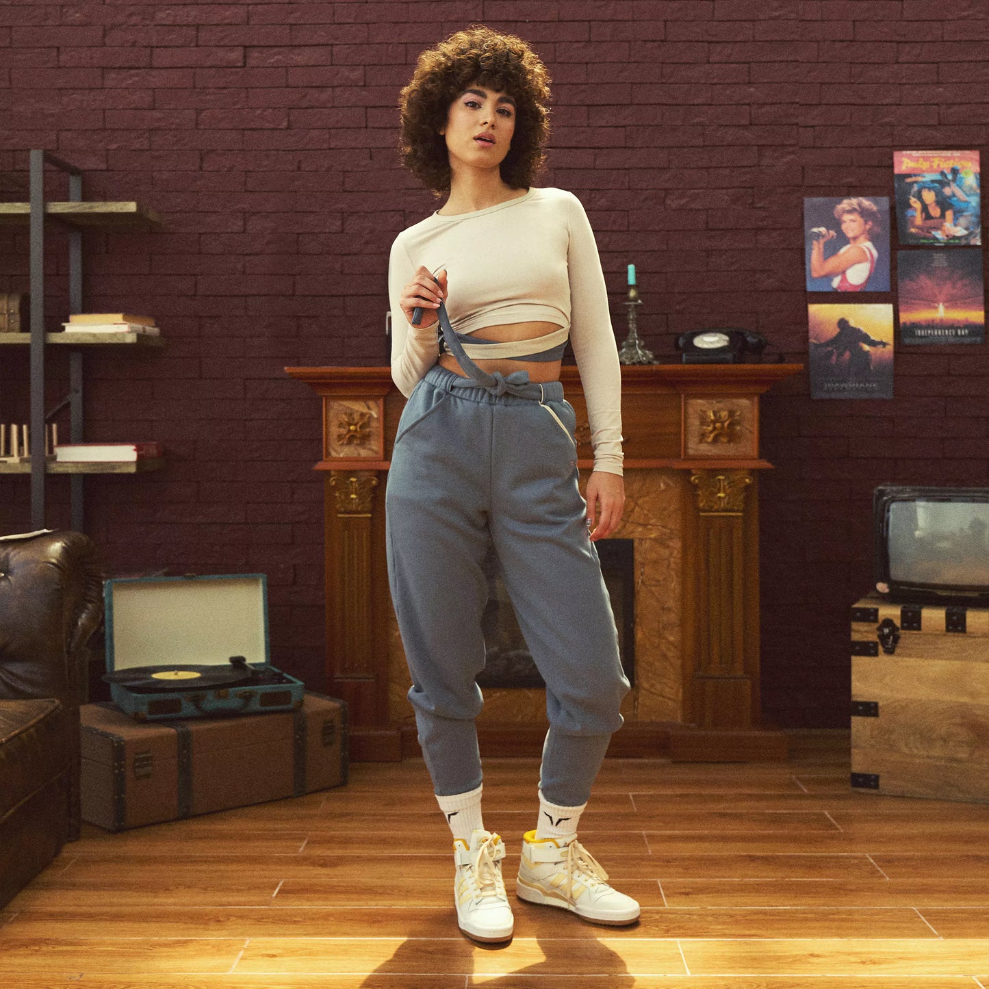 بنطلون ريتروجرايد الرياضي بعقدة كريس كروس - رمادي غامق