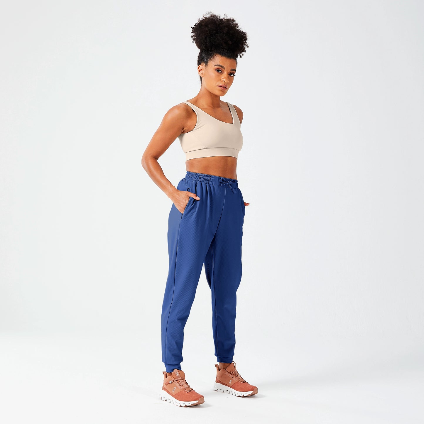 Luxe Ribbed Joggers - Estate Blue