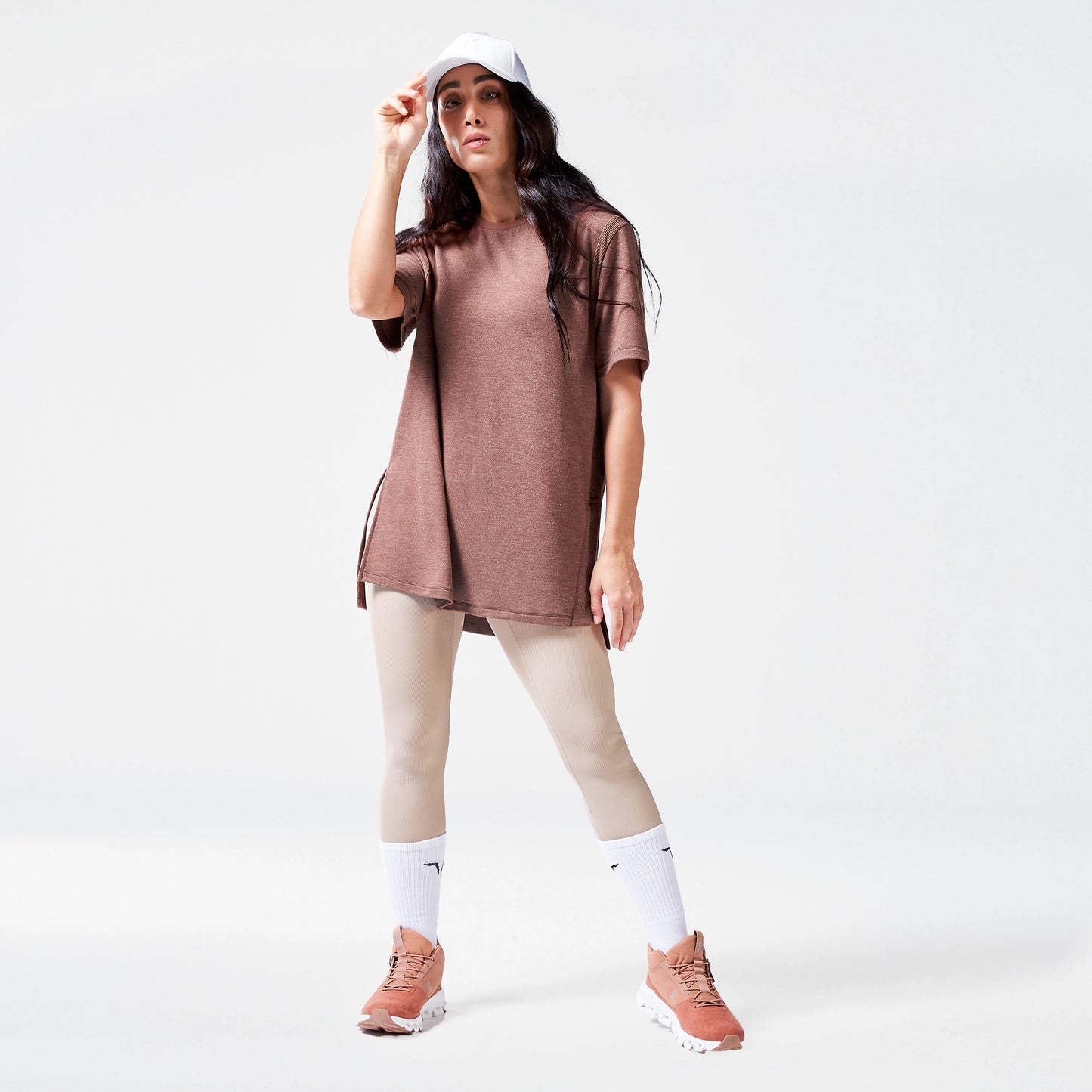 Code Oversized Drip T-shirt - Cappuccino Marl