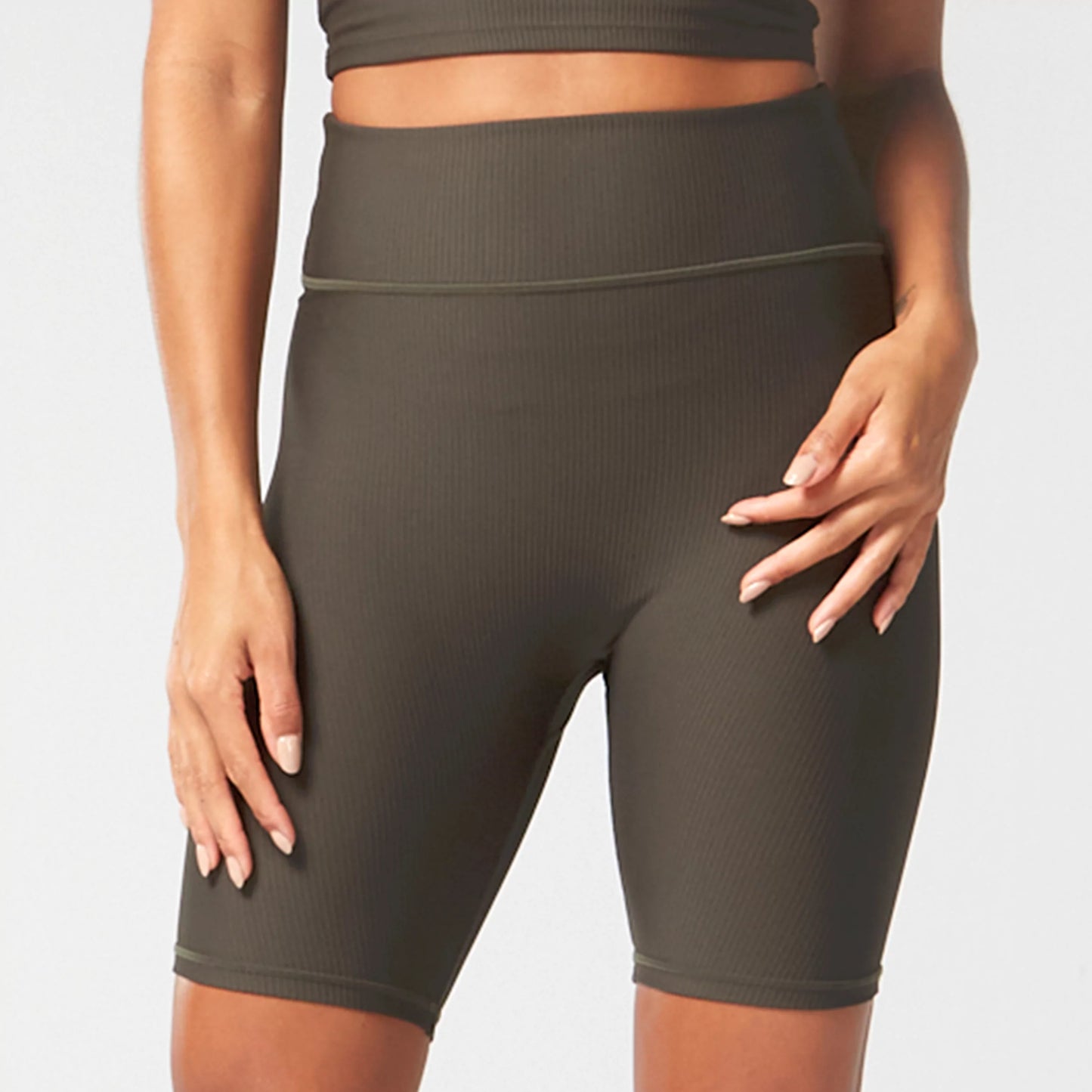 squatwolf-workout-clothes-code-ribbed-biker-shorts-khaki-gym-shorts-for-women