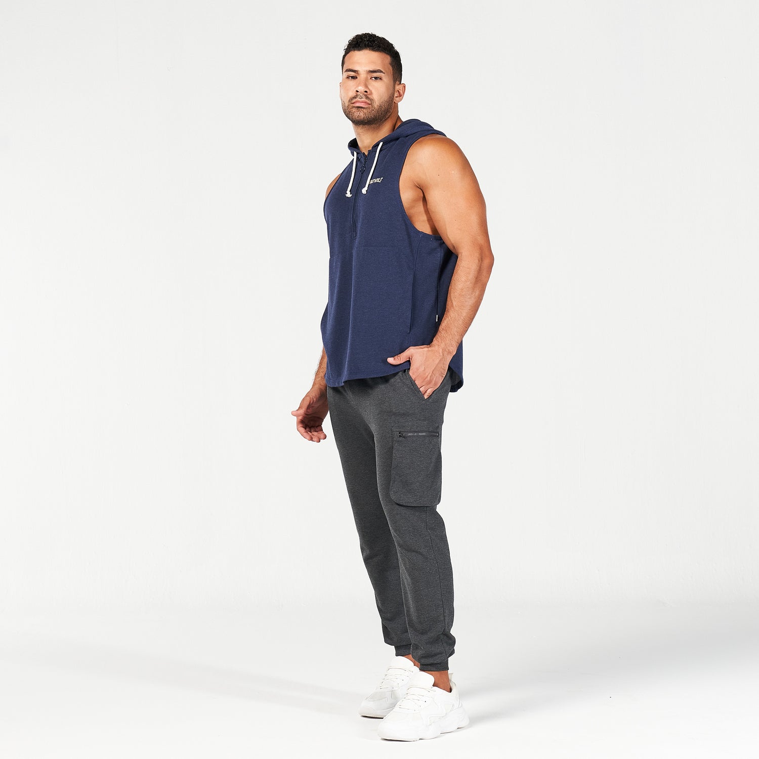 squatwolf-gym-wear-golden-era-new-school-hooded-tank-navy-marl-workout-tank-tops-for-men
