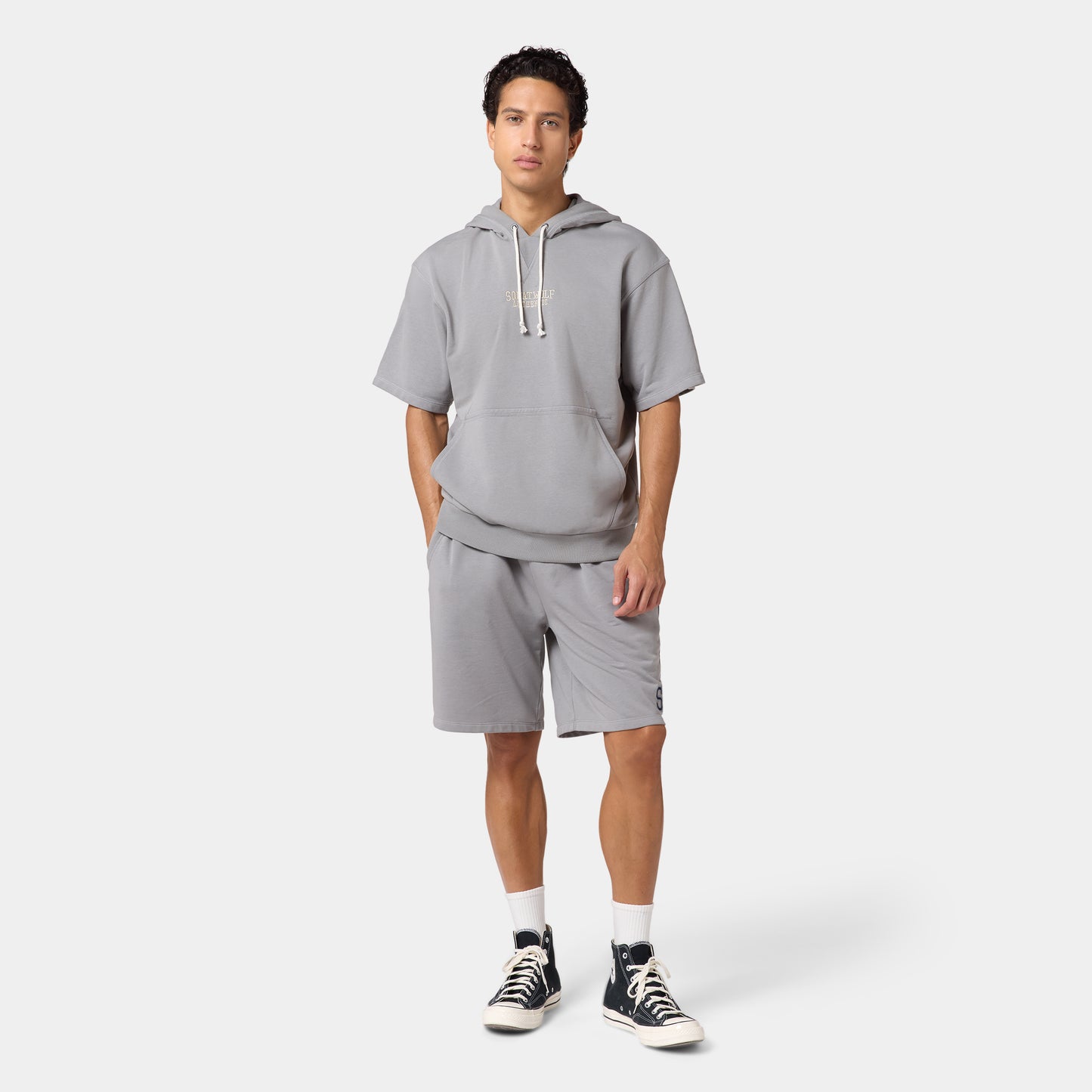 Authentic Sweat Short Sleeved Hoodie - Mid Grey