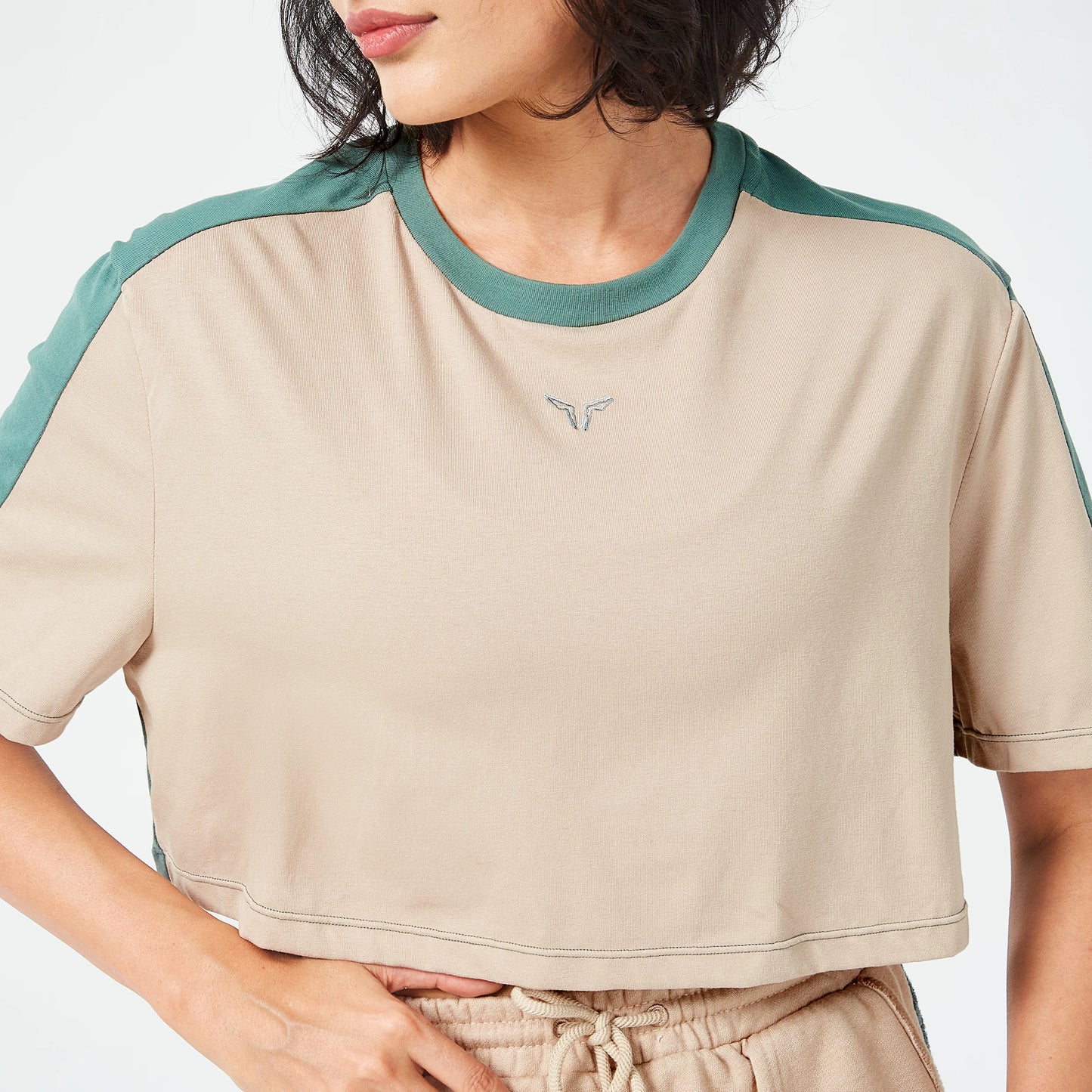 Retrograde Crop T-shirt - Cobblestone Marl & Dark Forest Marl