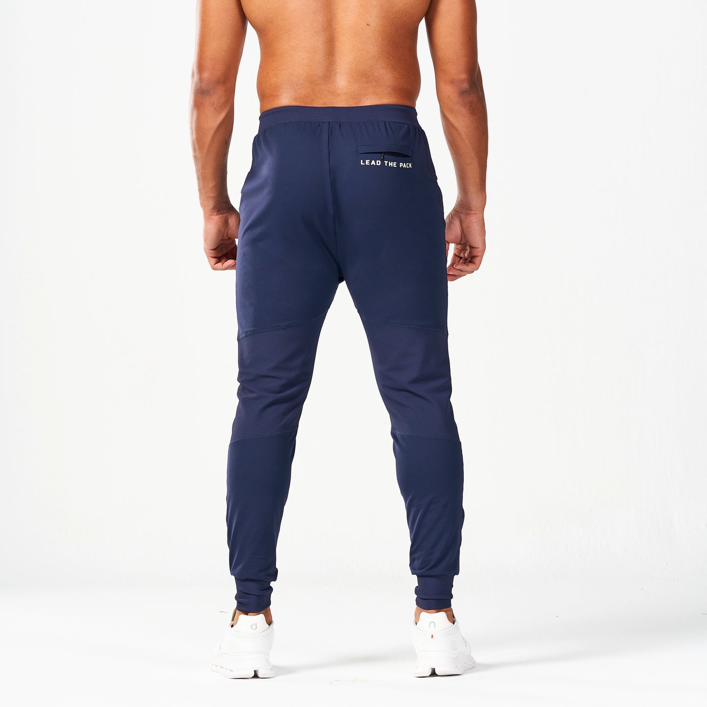 بنطال ستيتمنت مطور رياضي للركض بتصميم مضلع - كحلي