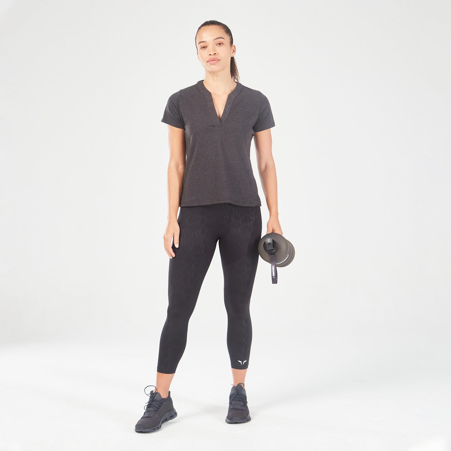squatwolf-workout-clothes-core-notched-tee-black-marl-gym-t-shirts-for-women