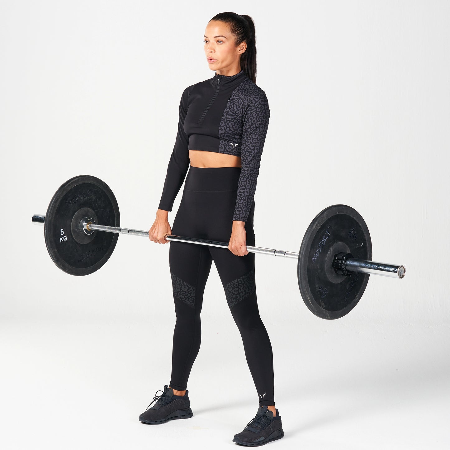 Qtr Zip Untamed Top - Black Print