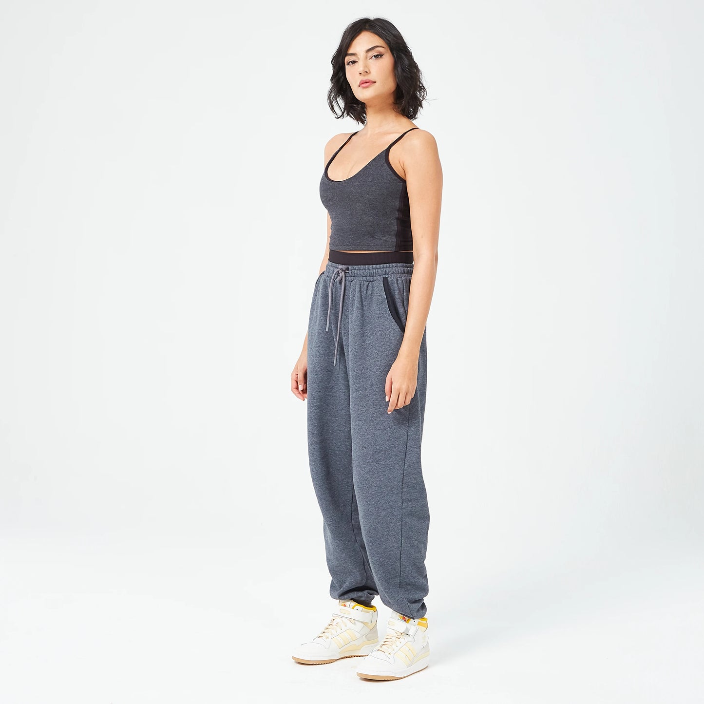 Retrograde Longline Bra Top - Black Marl