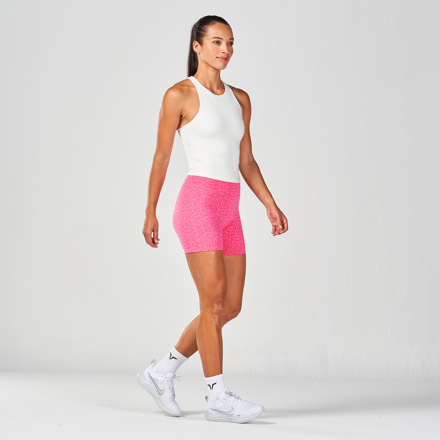 Untamed 5" Biker Shorts - Hot Pink Print