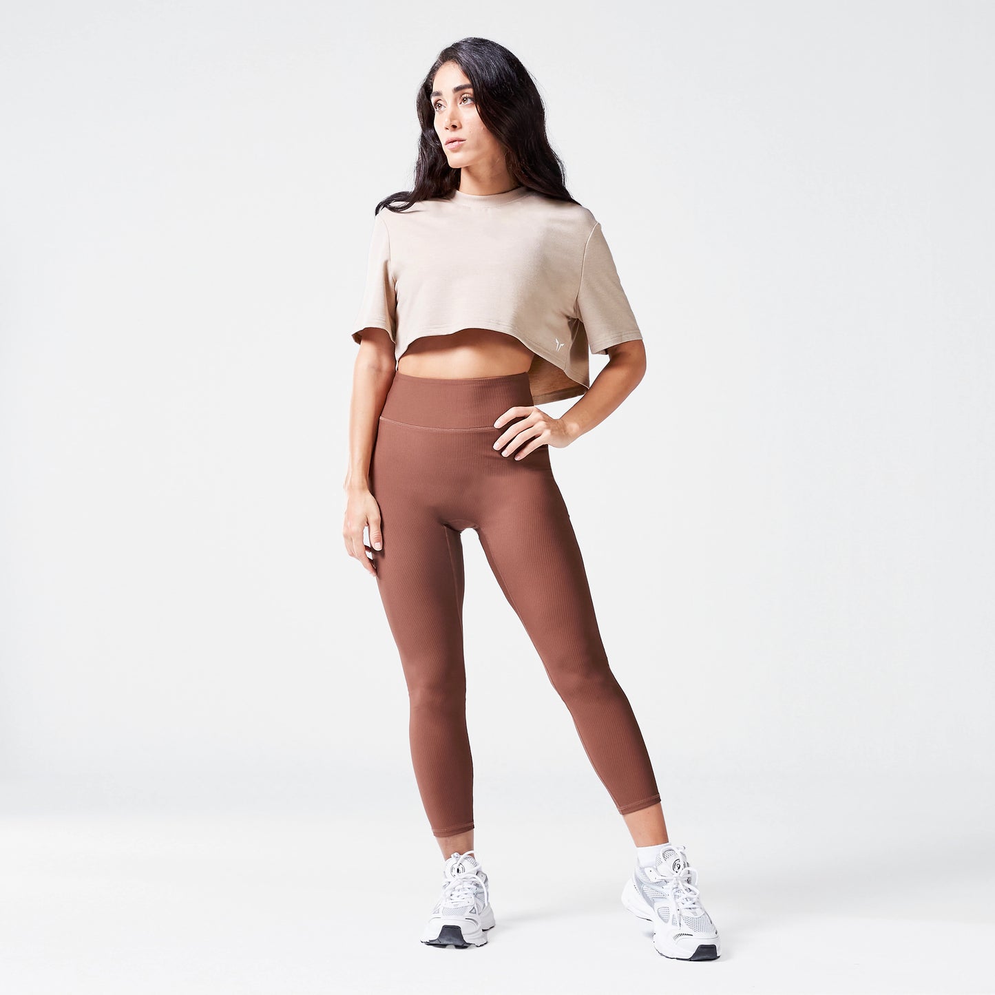 Code Mystery Crop T-shirt - Cobblestone Marl