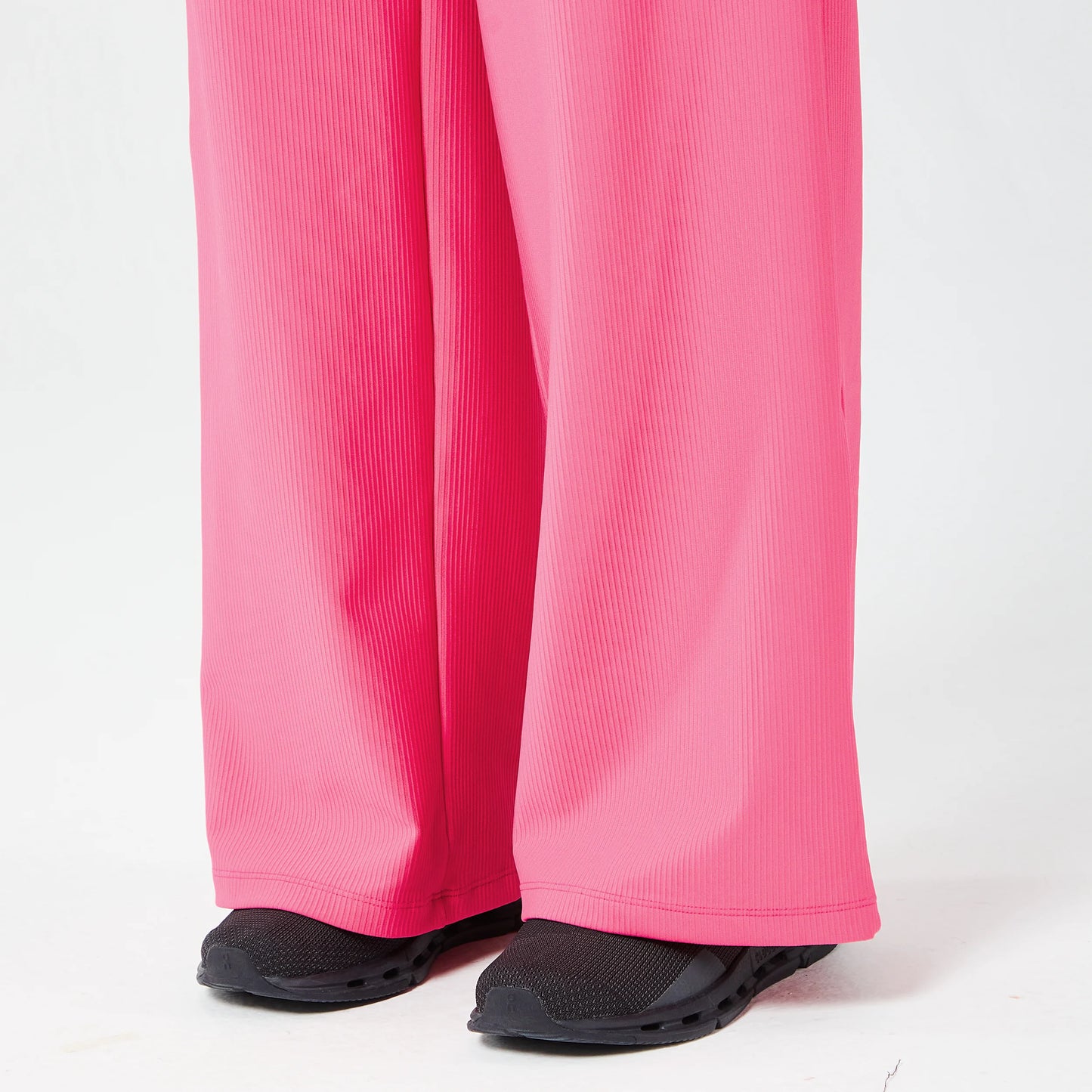 Rib Wide Leg Pants - Hot Pink