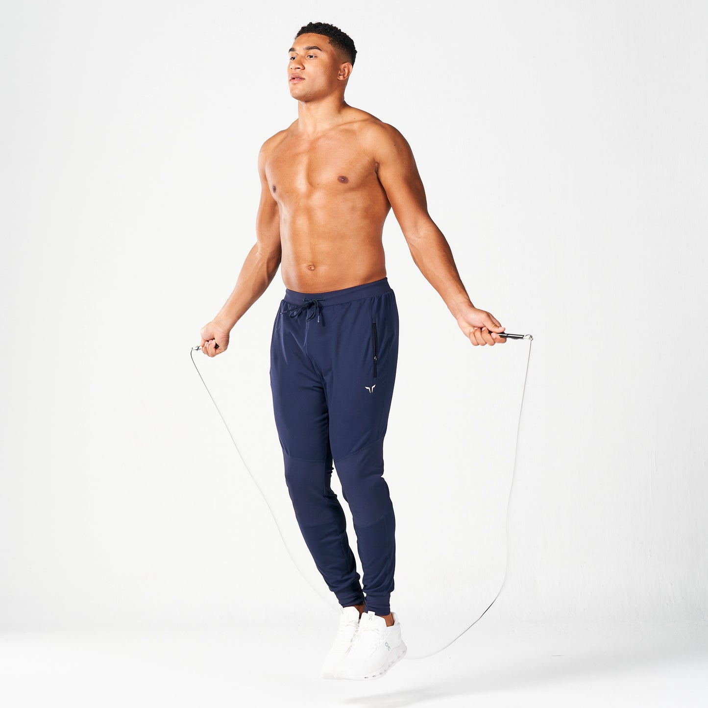 بنطال ستيتمنت مطور رياضي للركض بتصميم مضلع - كحلي