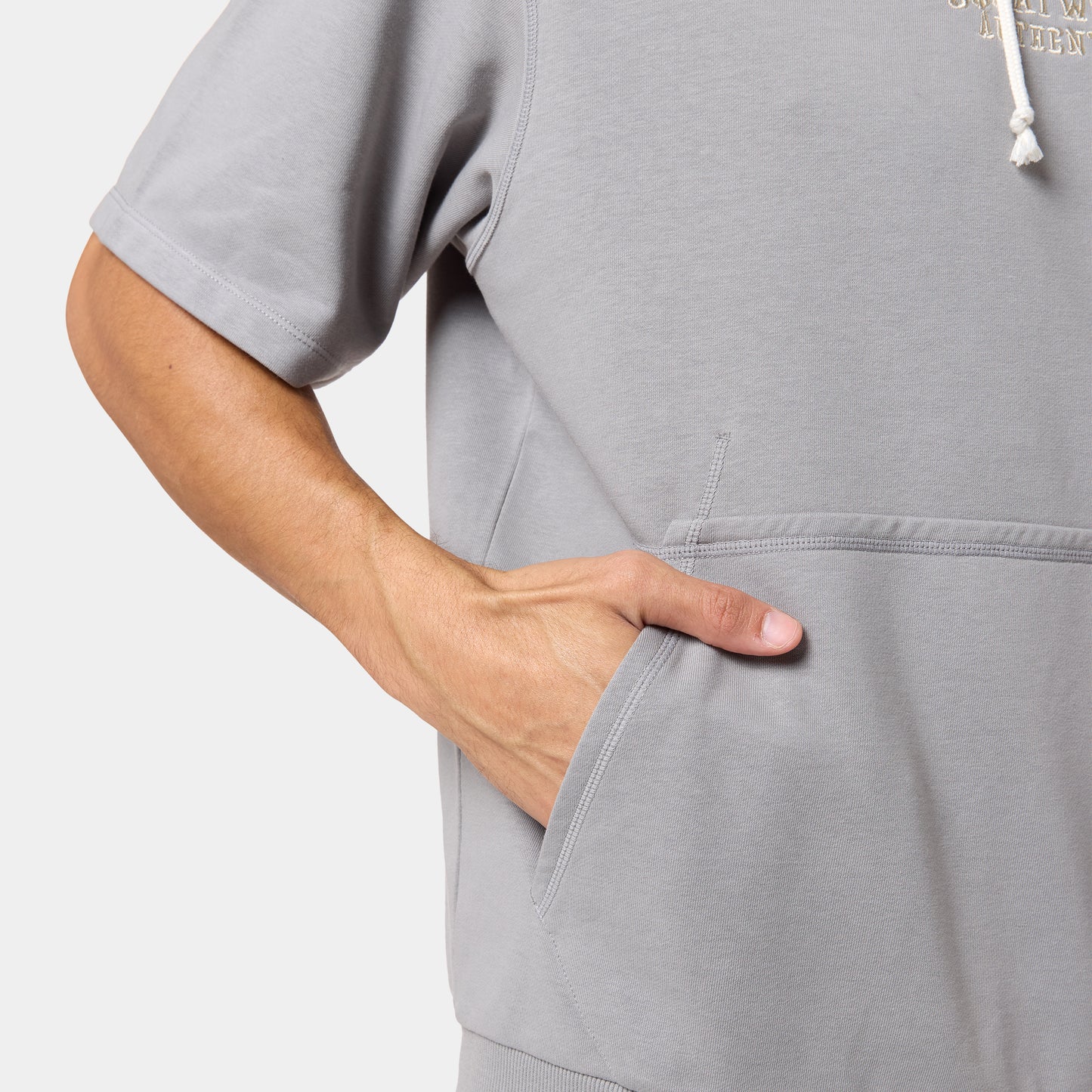 Authentic Sweat Short Sleeved Hoodie - Mid Grey
