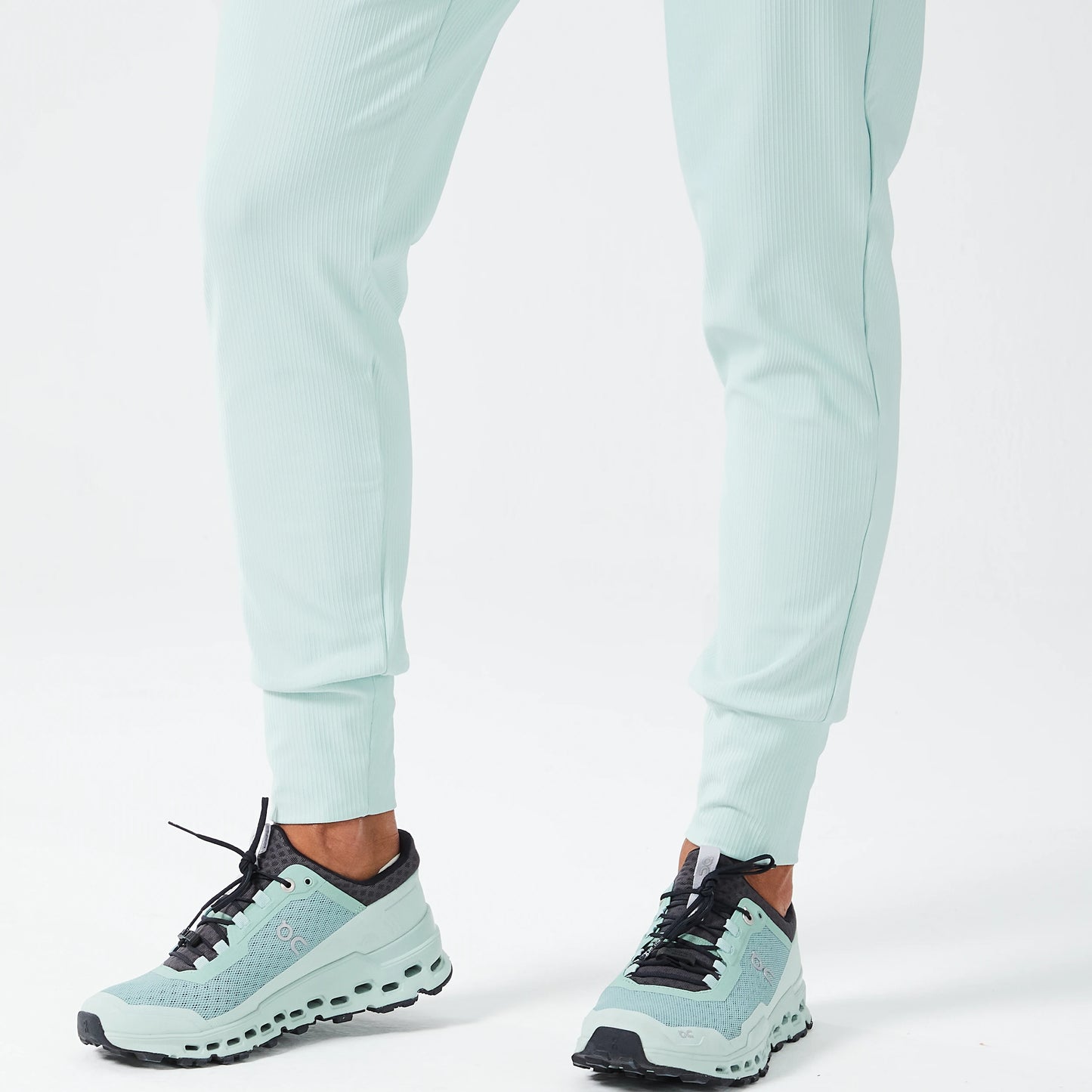 Luxe Ribbed Joggers - Surf Spray