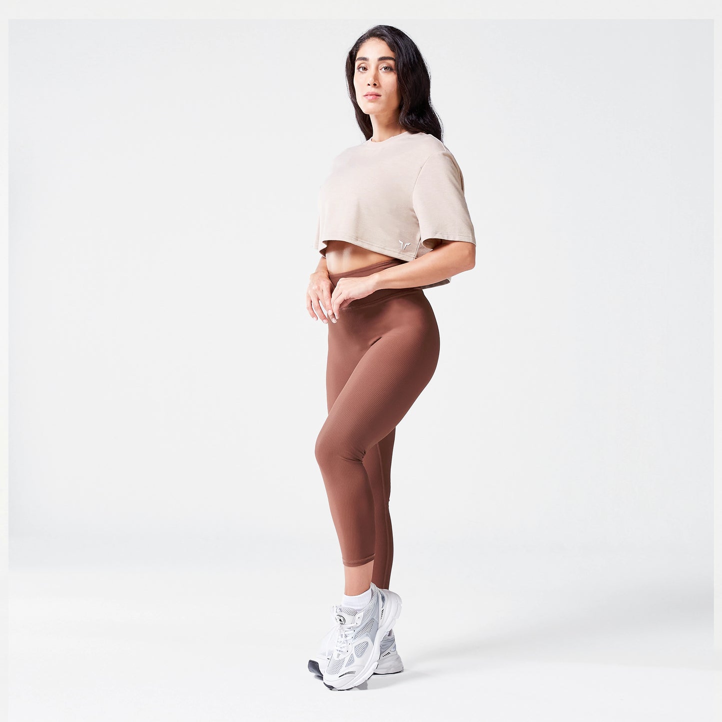 Code Mystery Crop T-shirt - Cobblestone Marl