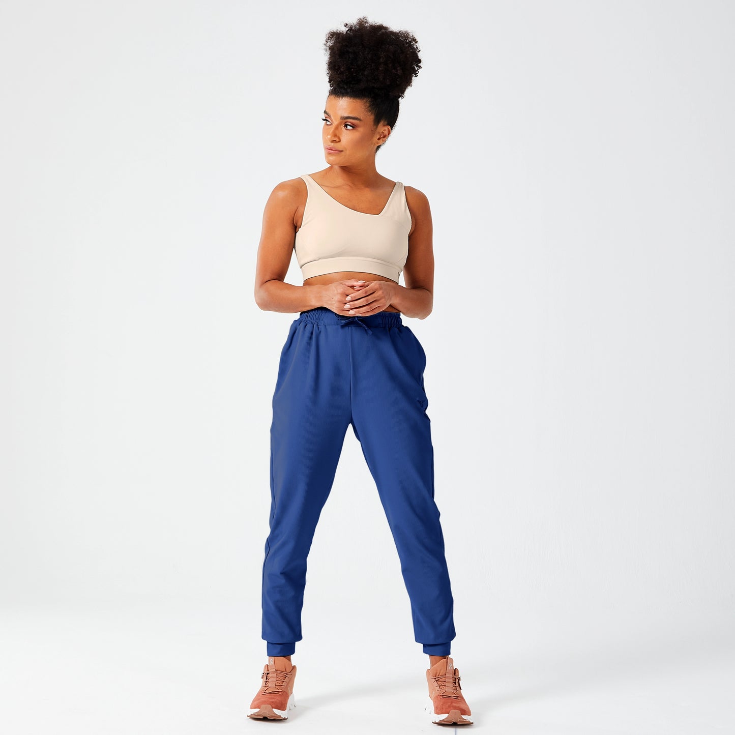 Luxe Ribbed Joggers - Estate Blue
