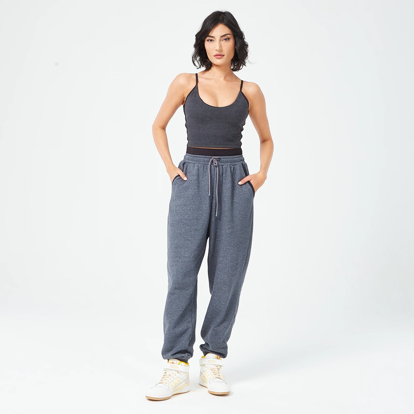 Retrograde Longline Bra Top - Black Marl