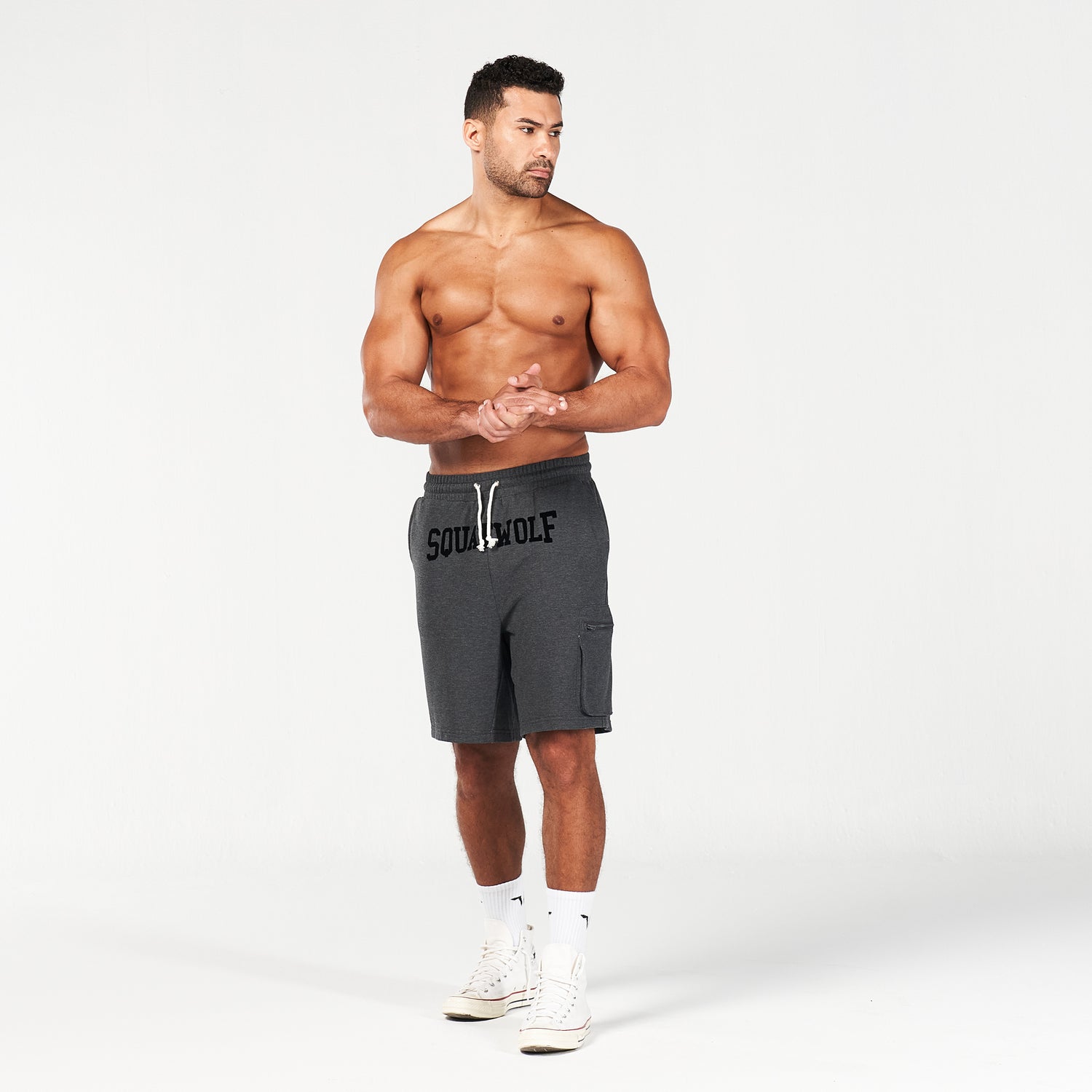 squatwolf-gym-wear-golden-era-new-gen-jogger-shorts-black-marl-workout-short-for-men