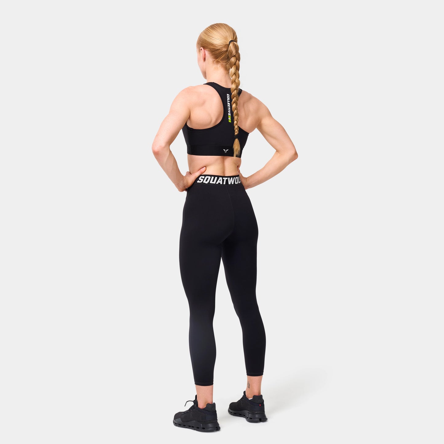 Wordmark Racer Back Graphic Bra - Printed Version Black