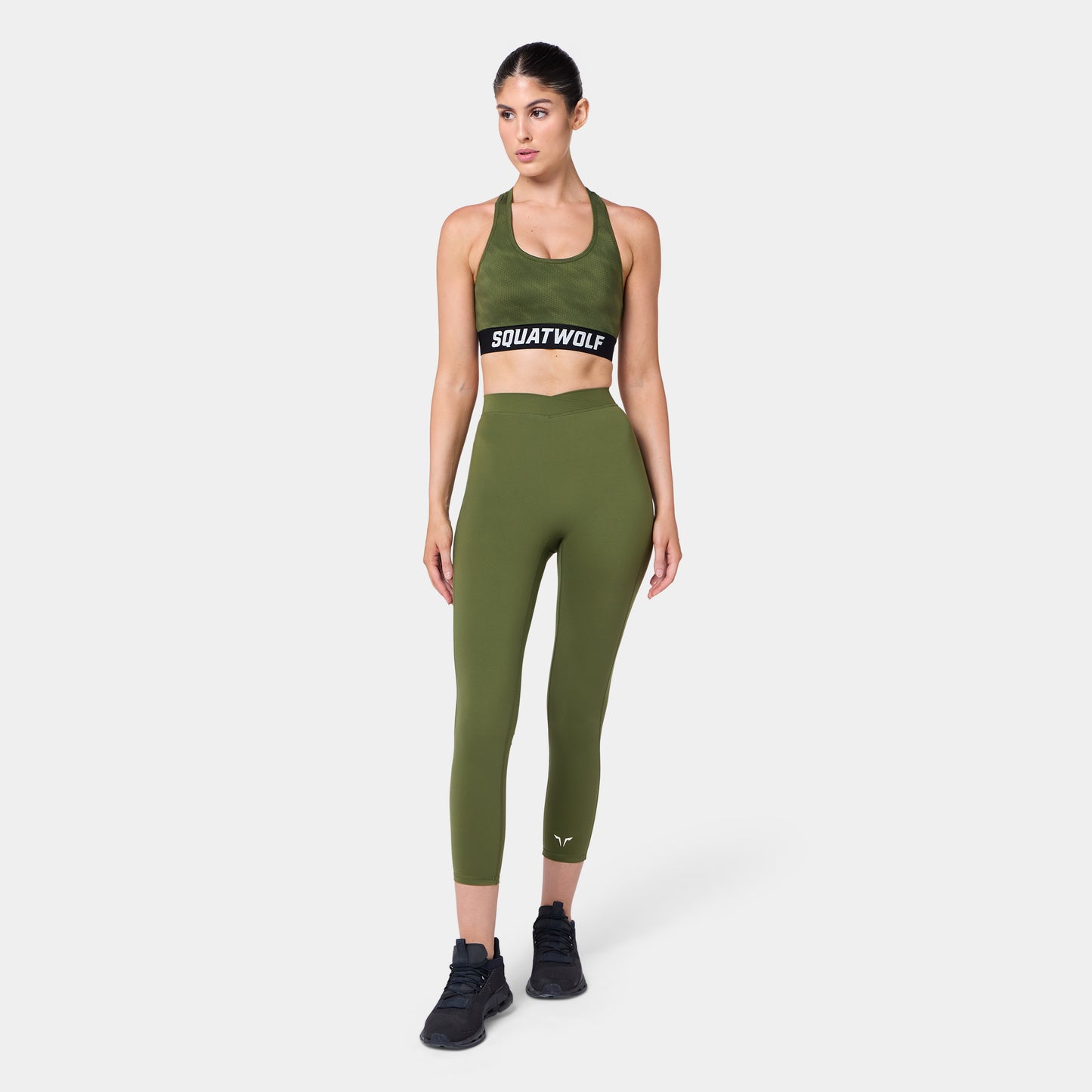 Wordmark Racer Back Graphic Bra - Printed Version Cypress Sandstorm Print