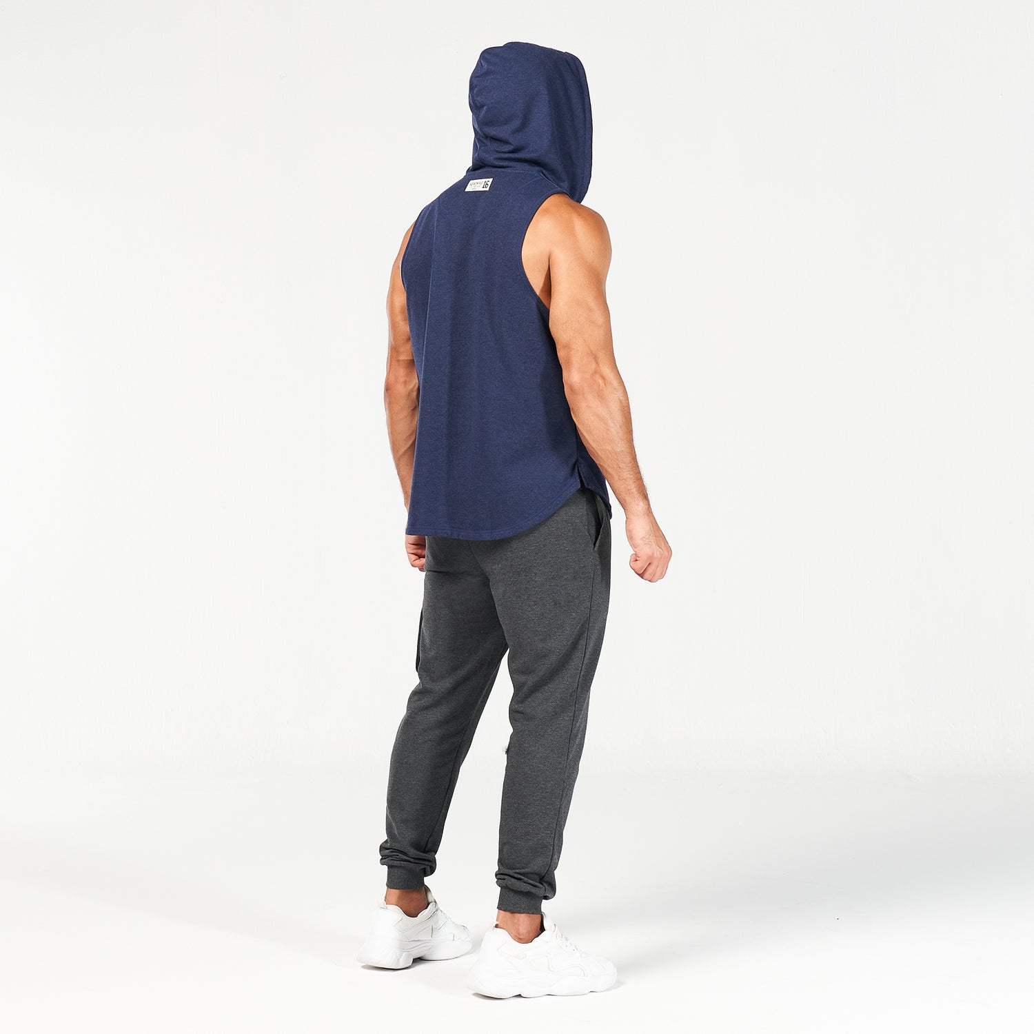 squatwolf-gym-wear-golden-era-new-school-hooded-tank-navy-marl-workout-tank-tops-for-men