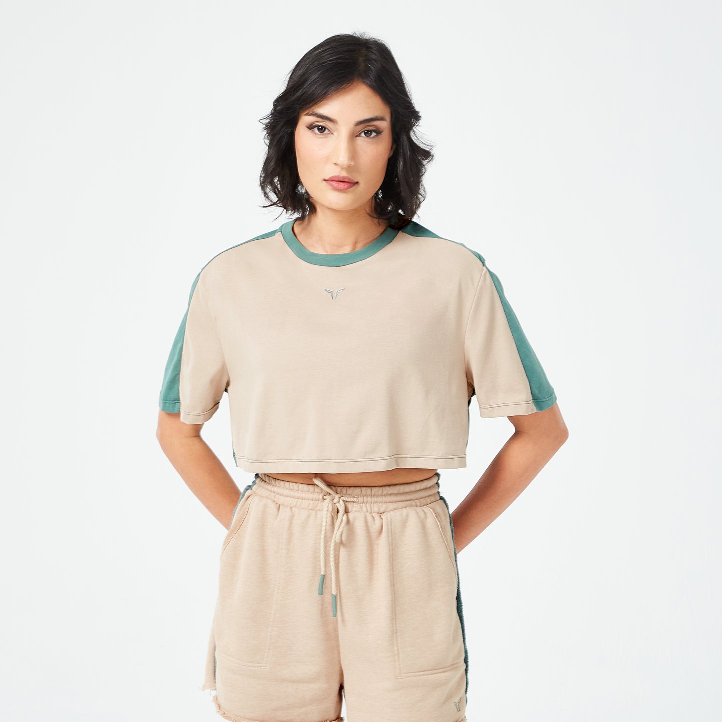 Retrograde Crop T-shirt - Cobblestone Marl & Dark Forest Marl