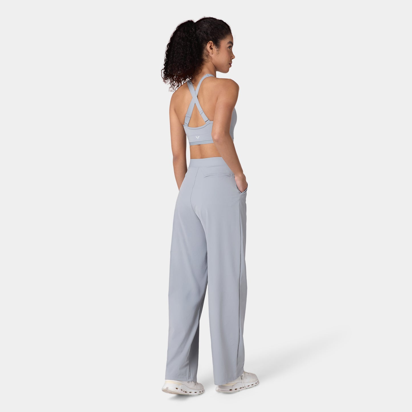 Wrap Waist Wide Leg Pants - Sleet