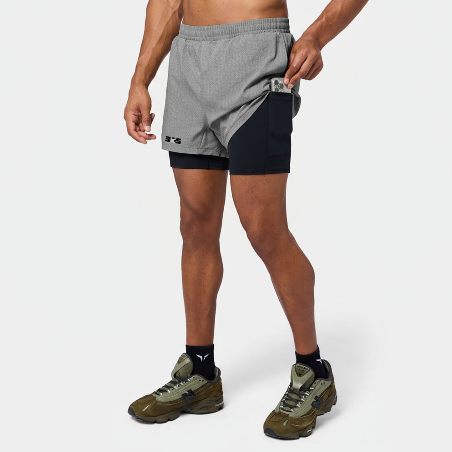 شورت ميش 2 في 1 5" - أسود مارل