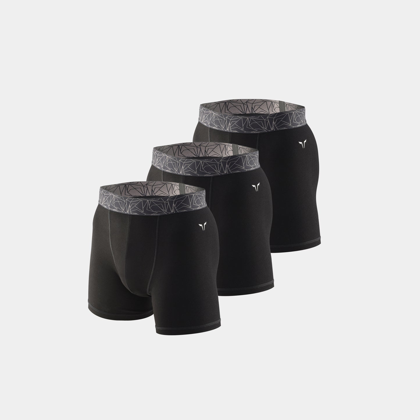 5" Cotton Boxer Trunks 3 Pack - Black