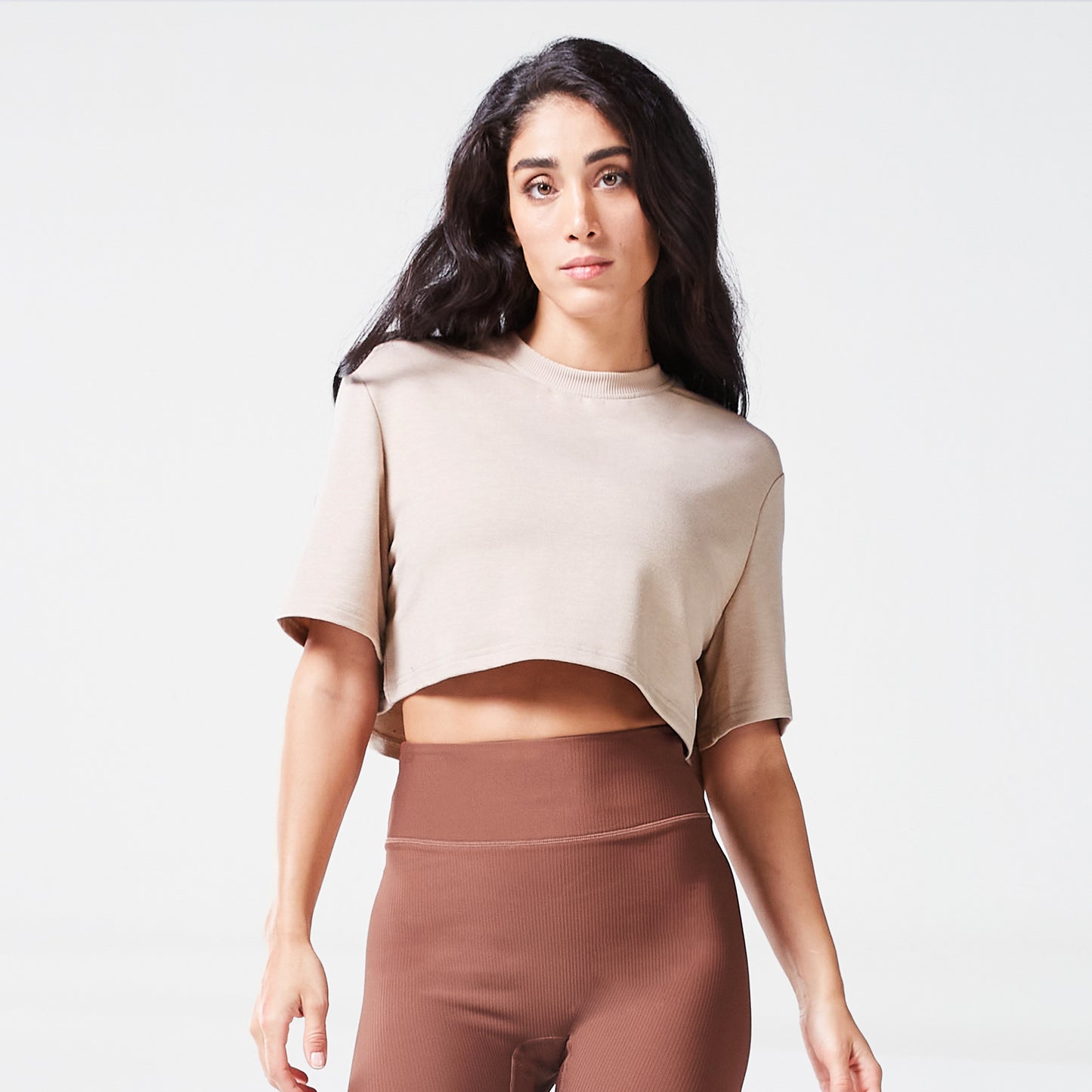 Code Mystery Crop T-shirt - Cobblestone Marl