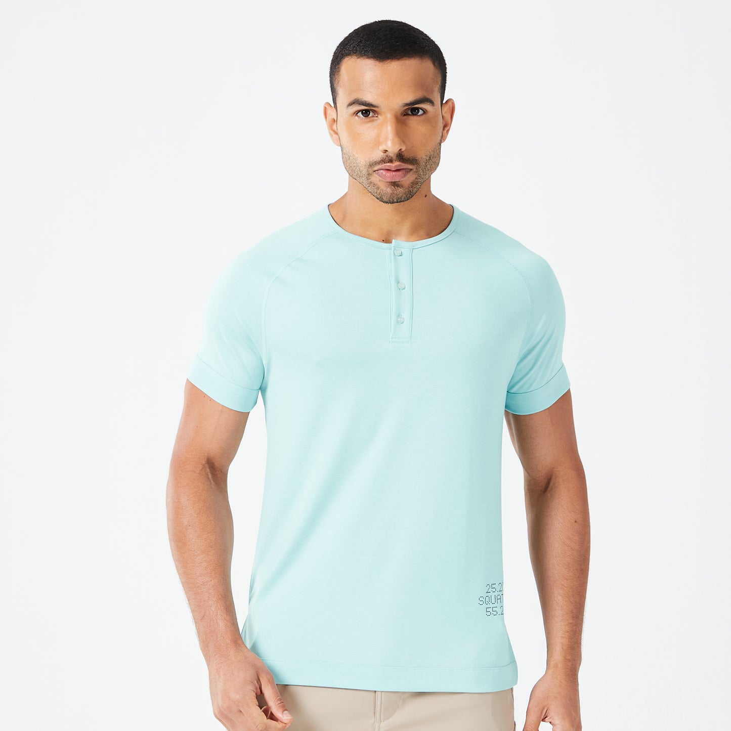 Code Henley T-shirt - Canal Blue