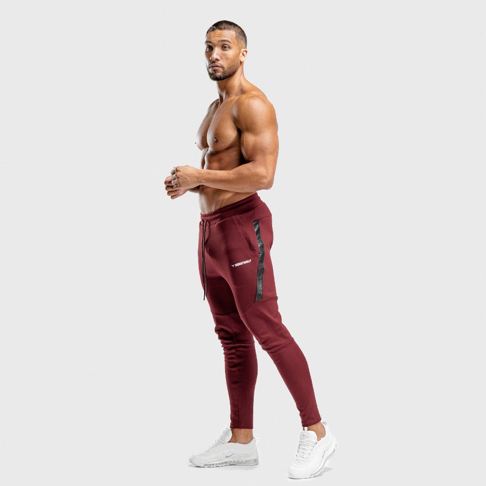 squatwolf-gym-wear-warrior-jogger-pants-maroon-workout-pants-for-men