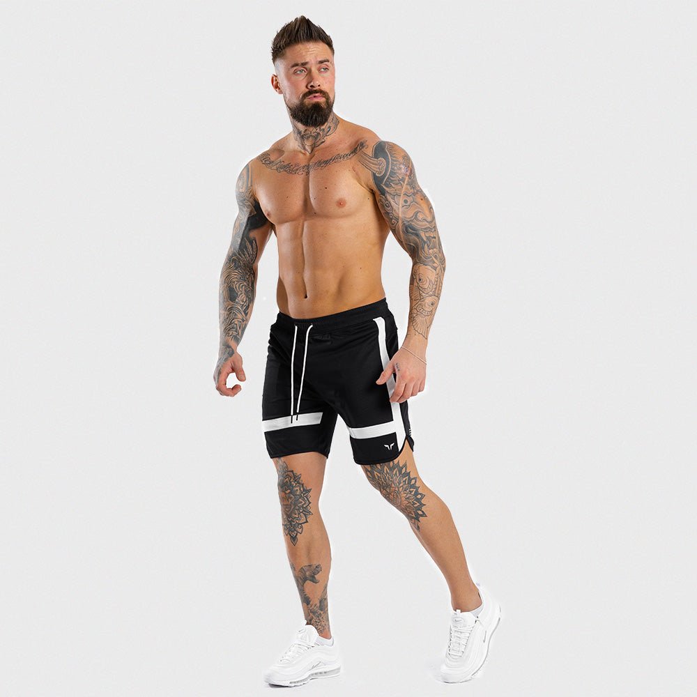 squatwolf-gym-wear-hype-shorts-black-with-white-panels-workout-short-for-men