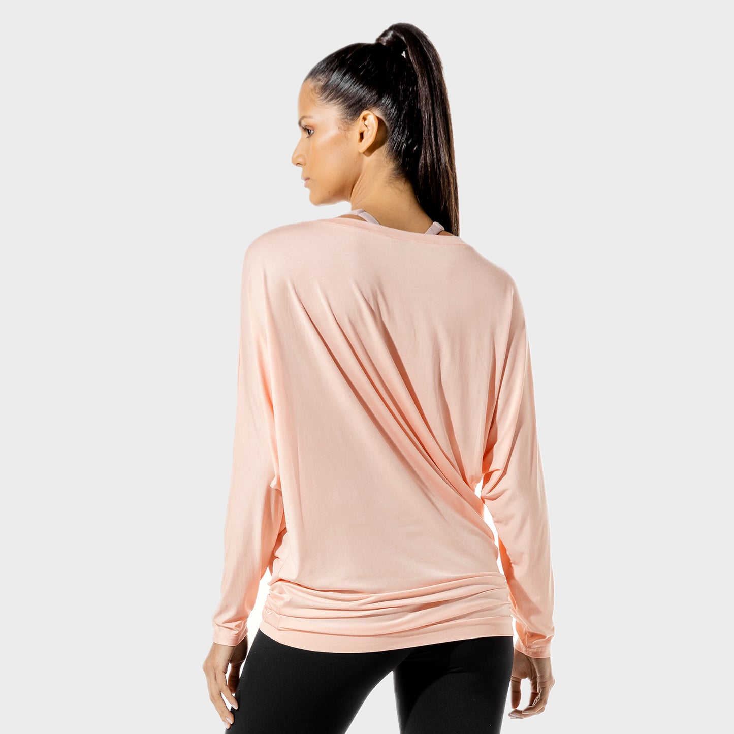 squatwolf-gym-wear-womens-fitness-drape-tee-pink-workout-shirts