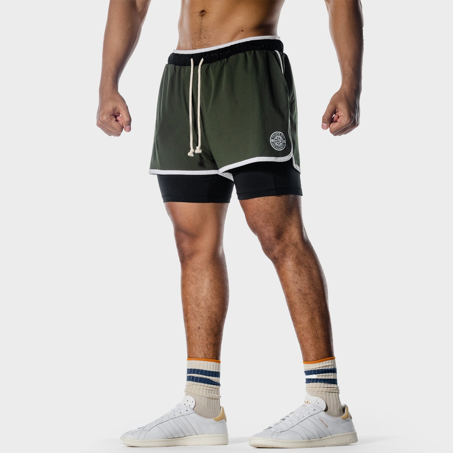 SQUATWOF-gym-wear-golden-era-2-in-1-shorts-green-workout-shorts-for-men