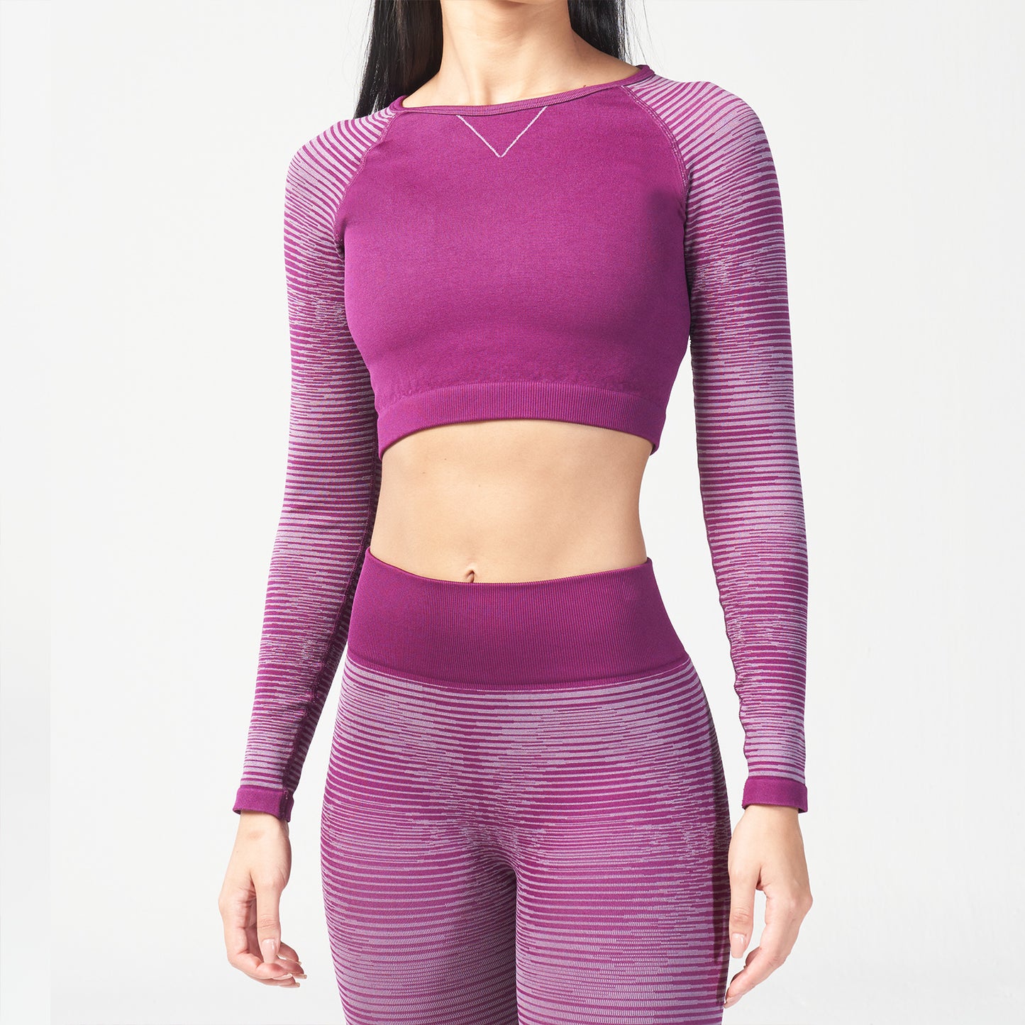 squatwolf-workout-clothes-infinity-stripe-seamless-crop-top-dark-purple-gym-t-shirts-for-women
