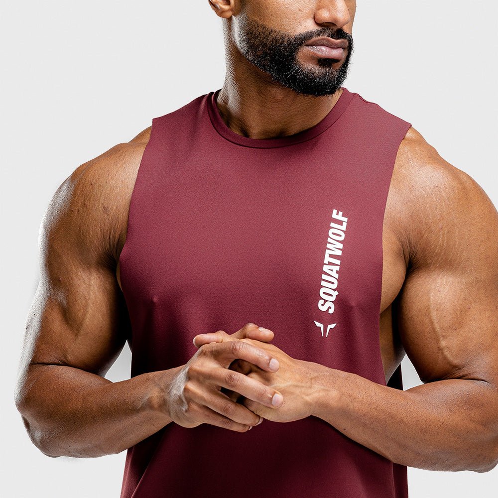squatwolf-gym-wear-warrior-cut-off-stringer-maroon-workout-stringer-vests-for-men