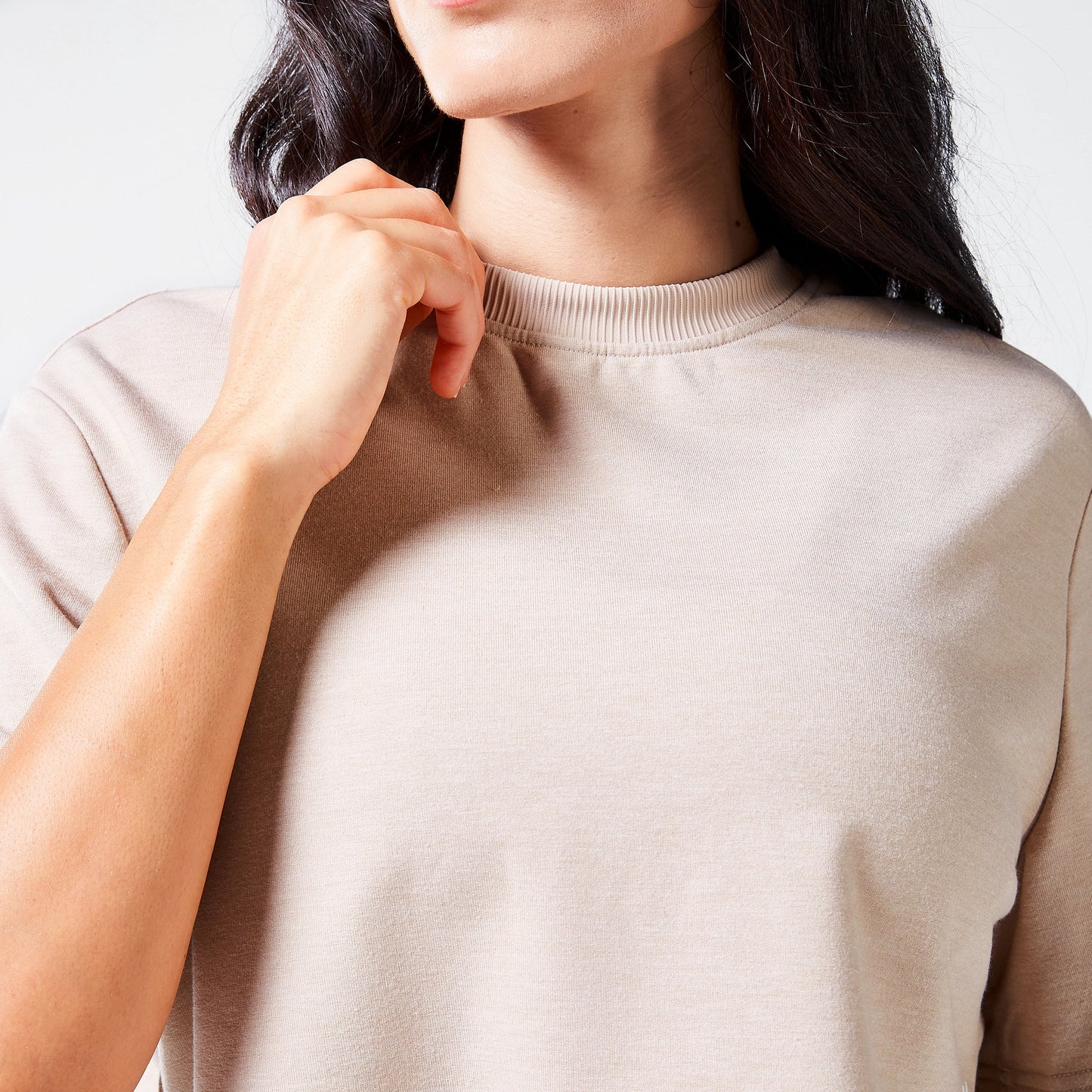Code Mystery Crop T-shirt - Cobblestone Marl