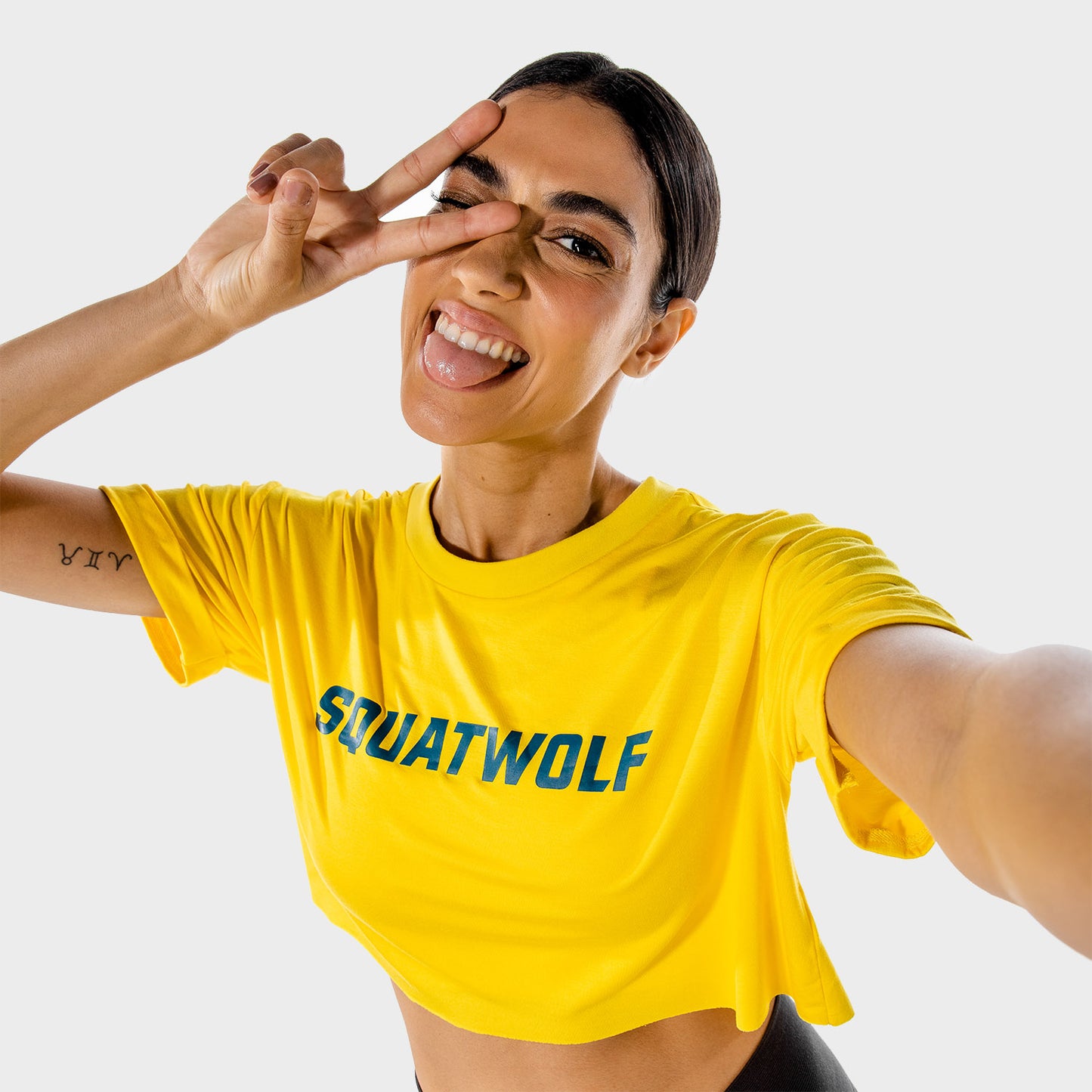 squatwolf-gym-t-shirts-for-women-iconic-crop-tee-yellow-workout-clothes