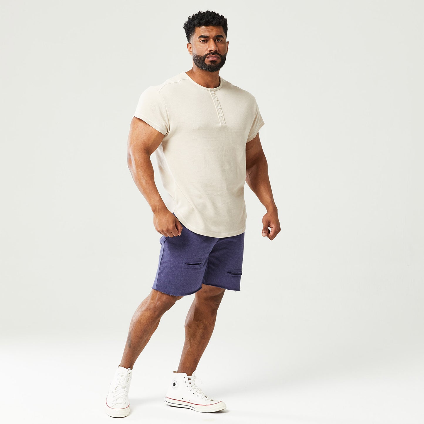 squatwolf-gym-wear-golden-era-waffle-top-short-sleeves-grey-morn-workout-short-for-men