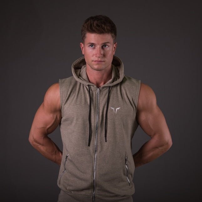 Ribbed Sleeveless Hoodie Olive