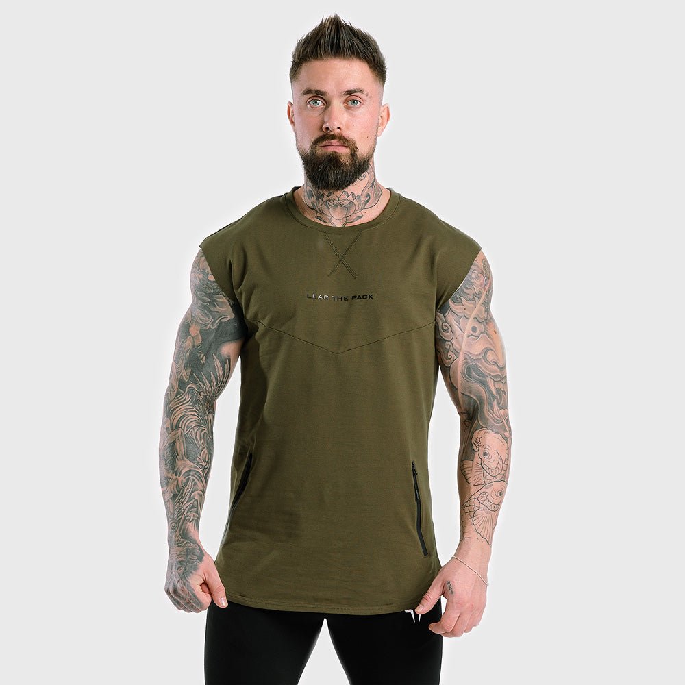 squatwolf-gym-wear-statement-drop-shoulder-top-green-workout-tops-for-men